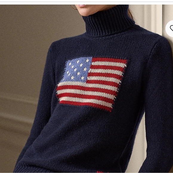Carolina Colours Vintage Patriotic American Flag Turtleneck Sweater USA - Picture 6 of 9
